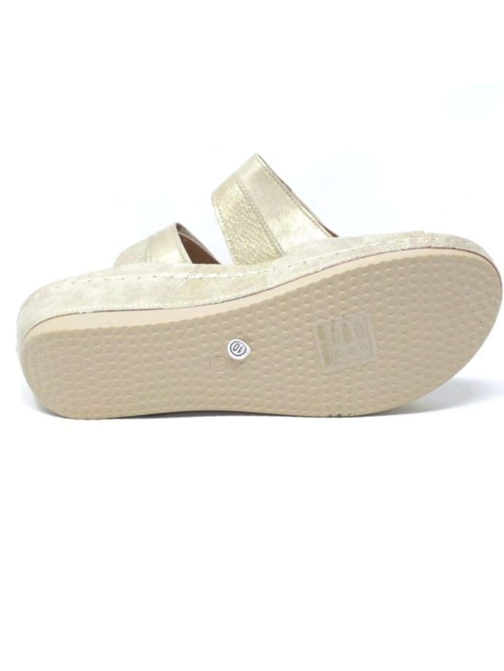 Good Choice Havana Gold Metallic Wedge Slide Sandals Size 10M - Picture 6 of 7